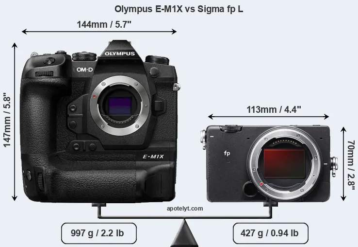 Size Olympus E-M1X vs Sigma fp L