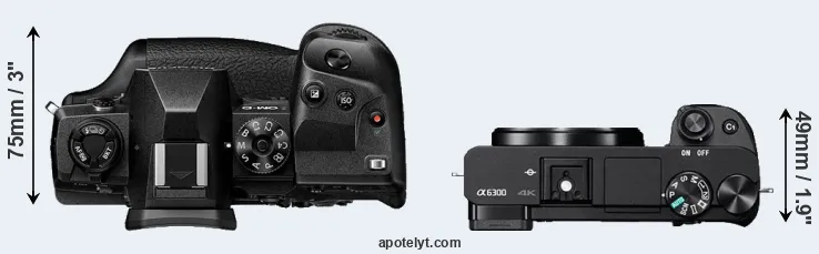 Compare E-M1X versus A6300 top