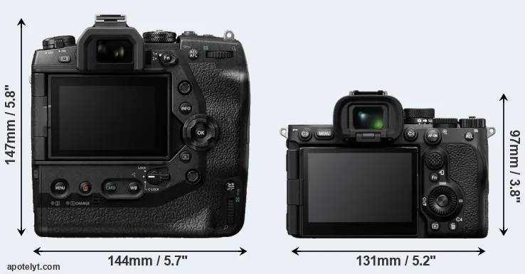 Comparison E-M1X or A7R V rear