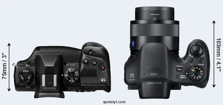 Compare E-M1X versus HX350 top
