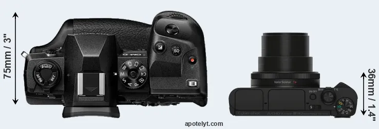 Compare E-M1X versus HX90V top