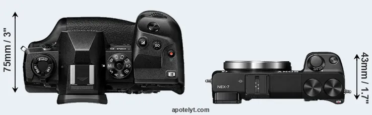 Compare E-M1X versus NEX-7 top