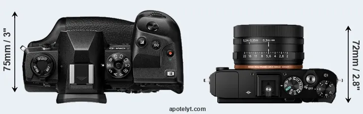 Compare E-M1X versus RX1R II top
