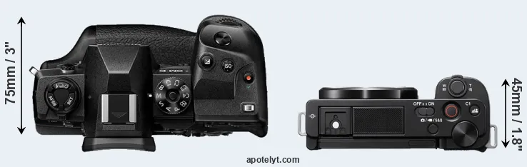 Compare E-M1X versus ZV-E10 top
