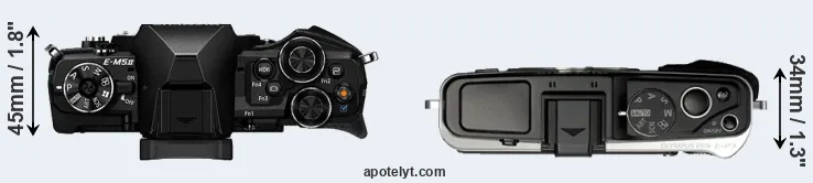 Compare E-M5 II versus E-P3 top
