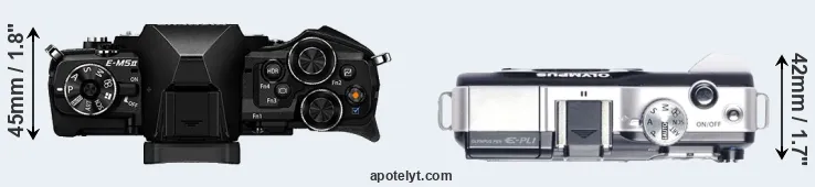Compare E-M5 II versus E-PL1 top
