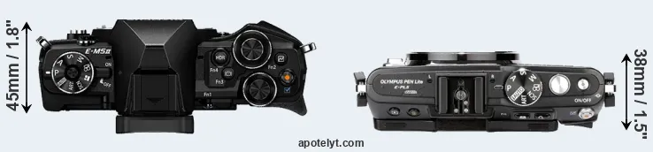 Compare E-M5 II versus E-PL5 top