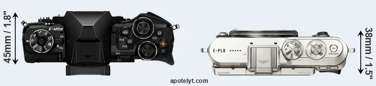 Compare E-M5 II versus E-PL8 top