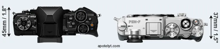 Compare E-M5 II versus PEN-F top