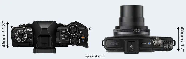 Compare E-M5 II versus XZ-1 top