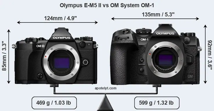 Size Olympus E-M5 II vs OM System OM-1