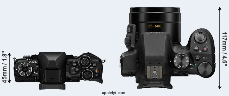 Compare E-M5 II versus FZ330 top