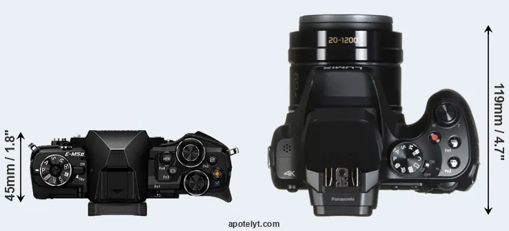 Compare E-M5 II versus FZ82 top