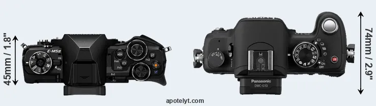 Compare E-M5 II versus G10 top