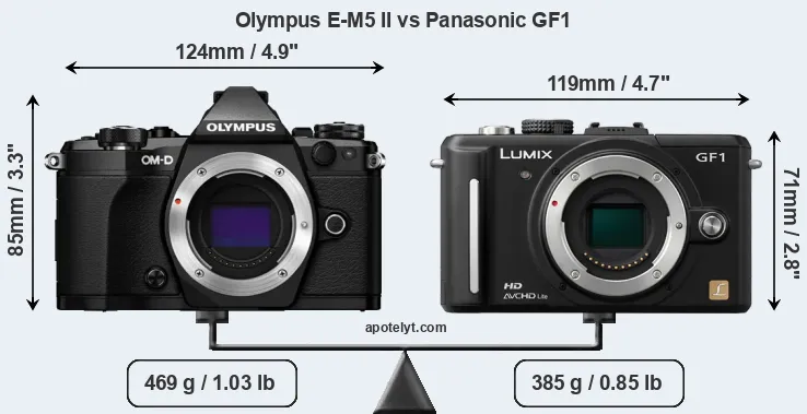Size Olympus E-M5 II vs Panasonic GF1