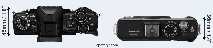 Compare E-M5 II versus GF1 top
