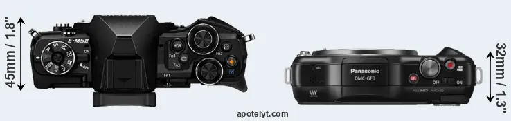 Compare E-M5 II versus GF3 top