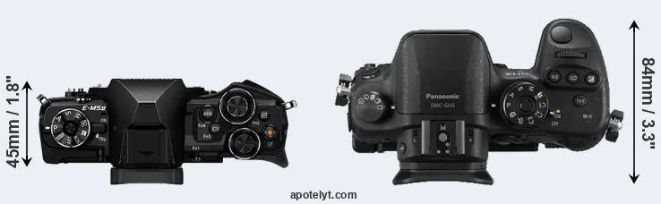 Compare E-M5 II versus GH4 top