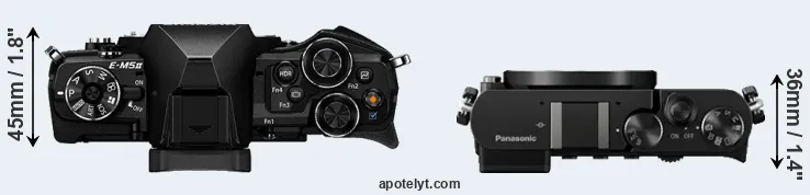 Compare E-M5 II versus GM5 top