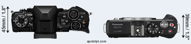 Compare E-M5 II versus GX1 top