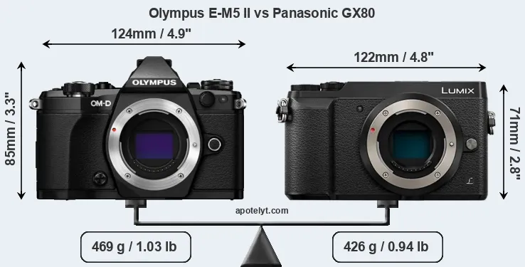Size Olympus E-M5 II vs Panasonic GX80