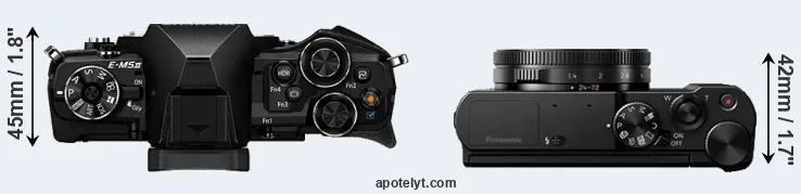 Compare E-M5 II versus LX10 top