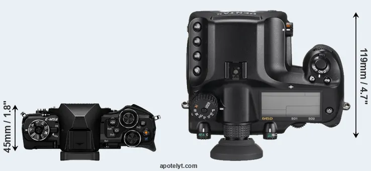 Compare E-M5 II versus 645D top