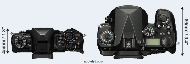 Compare E-M5 II versus K-1 top