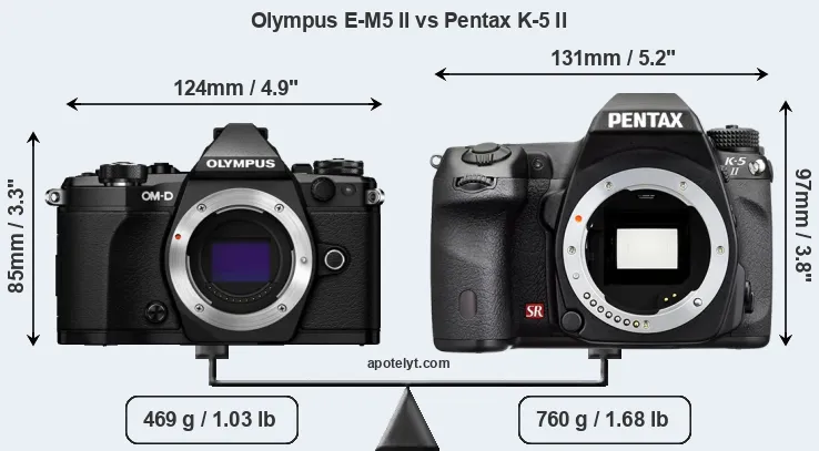 Size Olympus E-M5 II vs Pentax K-5 II