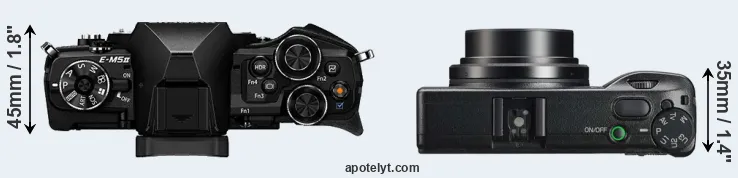 Compare E-M5 II versus GR IIIx top