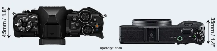 Compare E-M5 II versus GR top