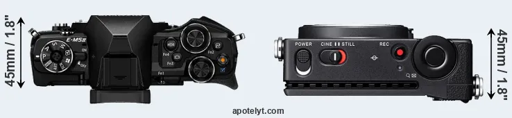 Compare E-M5 II versus fp L top