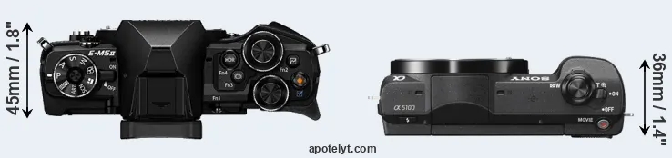 Compare E-M5 II versus A5100 top