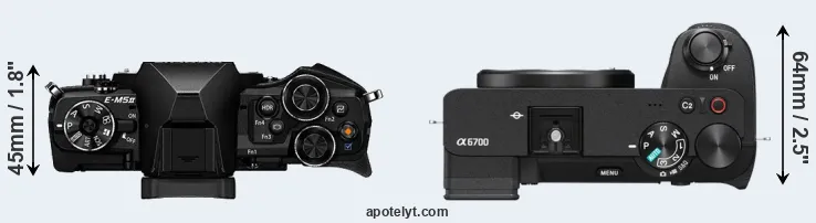 Compare E-M5 II versus A6700 top