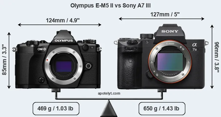 Size Olympus E-M5 II vs Sony A7 III