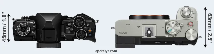 Compare E-M5 II versus A7C II top