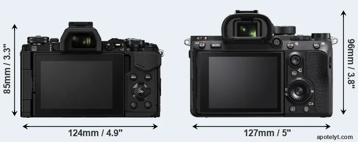 Comparison E-M5 II or A7R IIIA rear