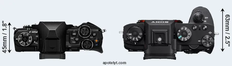 Compare E-M5 II versus A9 top