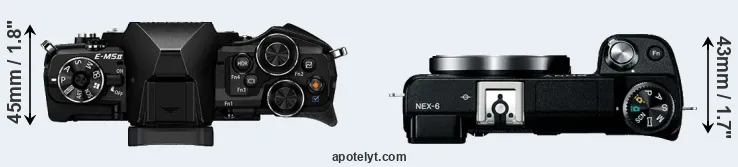 Compare E-M5 II versus NEX-6 top