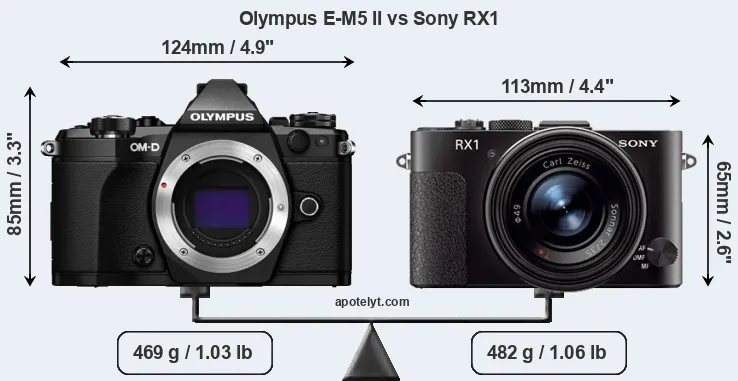 Size Olympus E-M5 II vs Sony RX1