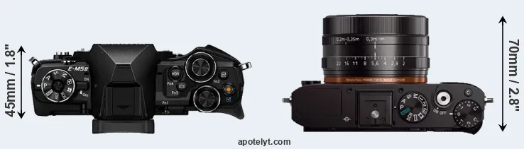 Compare E-M5 II versus RX1 top