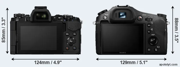 Comparison E-M5 II or RX10 II rear