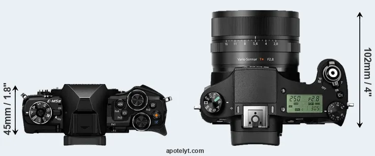 Compare E-M5 II versus RX10 II top