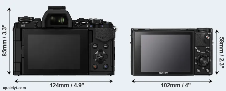 Comparison E-M5 II or RX100 VII rear