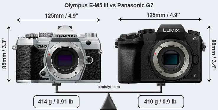 Size Olympus E-M5 III vs Panasonic G7