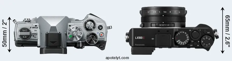 Compare E-M5 III versus LX100 II top