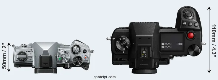 Compare E-M5 III versus S1H top