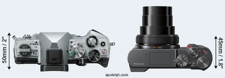 Compare E-M5 III versus ZS200 top