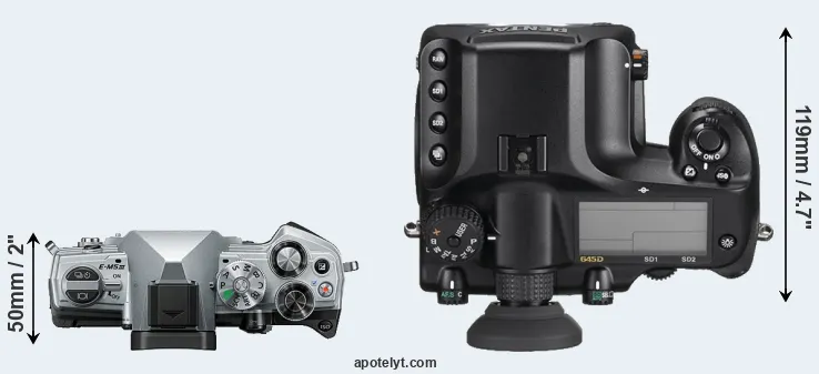 Compare E-M5 III versus 645D top