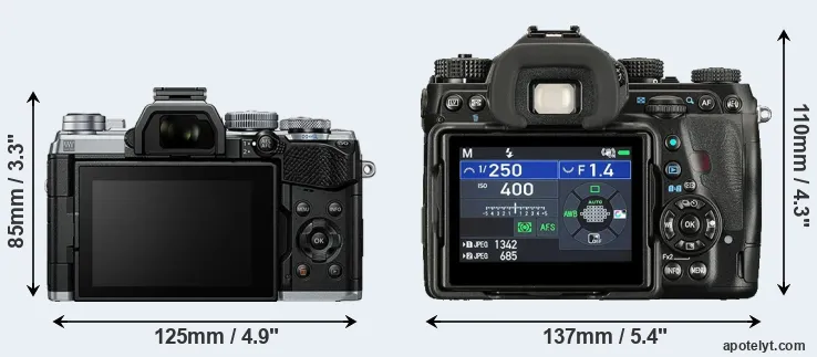 Comparison E-M5 III or K-1 II rear